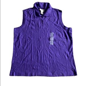 NWT Studio Works Sleeveless Polo Shirt Top Sz L